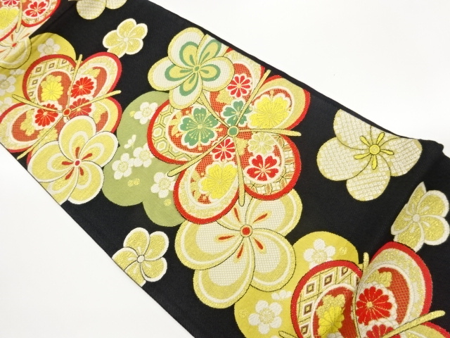 JAPANESE KIMONO / FUKURO OBI / SILK / WOVEN UME & KIKU & SAKURA